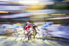 Blurred picture of cyclists racing