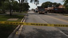Police tape at the scene of a shooting in Franklin Park, Illinois.
