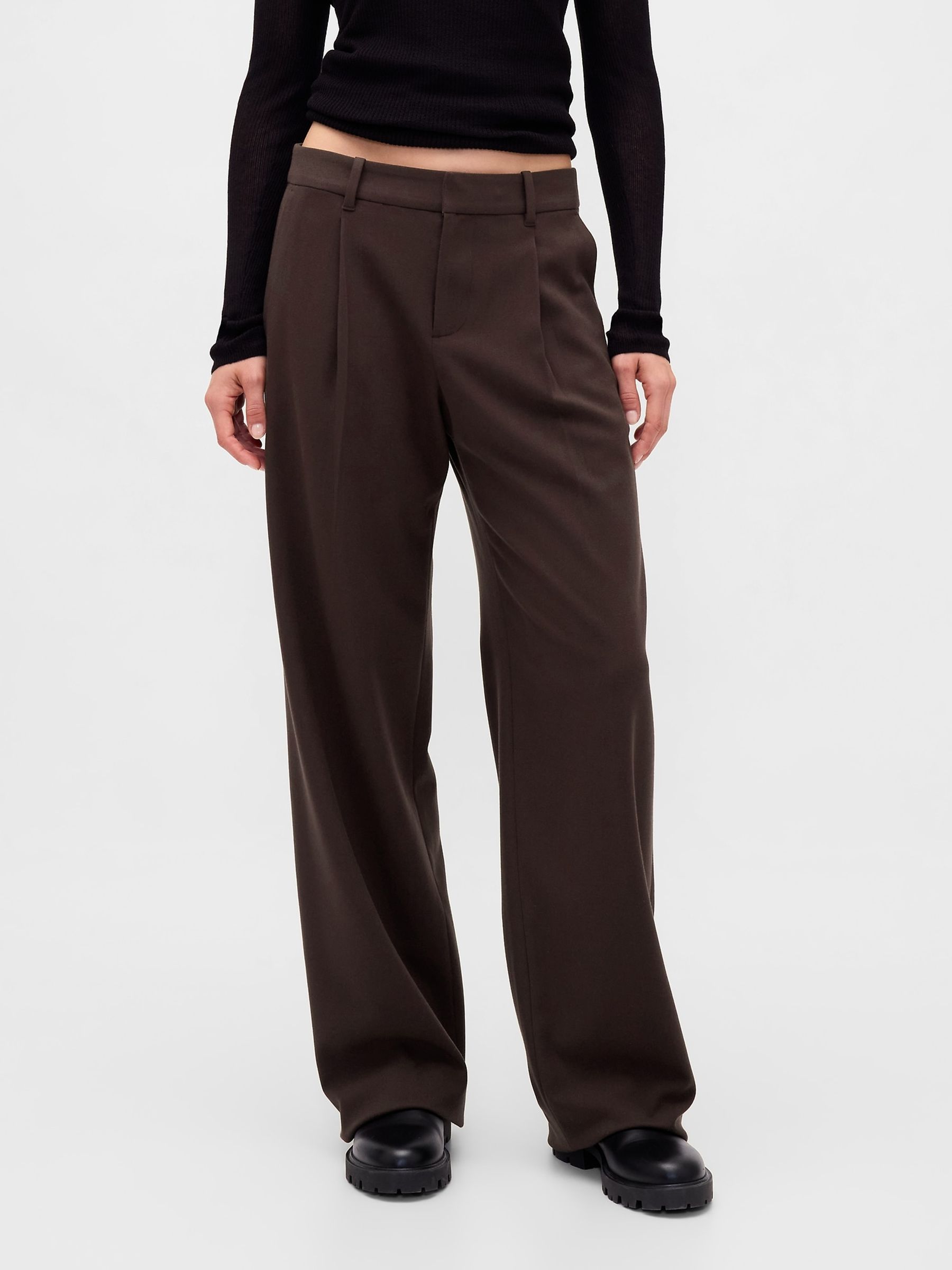 Brown 365 Low Waist Pleated Trousers