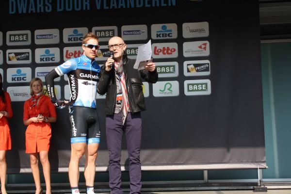Tyler Farrar (Garmin-Barracuda) shares his thoughts before the start of Dwars Door Vlaanderen.