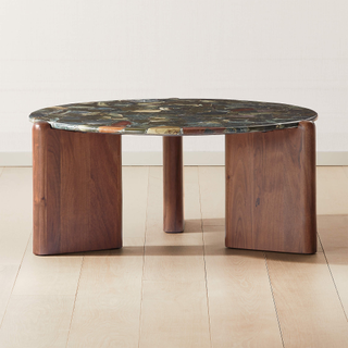 wood and green agate coffee table