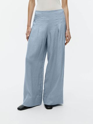 Relaxed Linen Trousers - Blue - Arket Gb