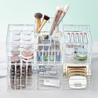 Acrylic modular makeup storage system