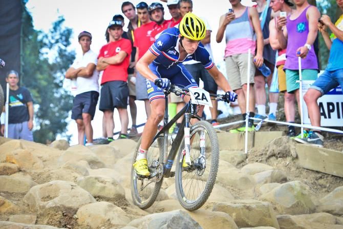 Jordan Sarrou of France negotiates Rapid Rocks in the Cross Country Team Relay