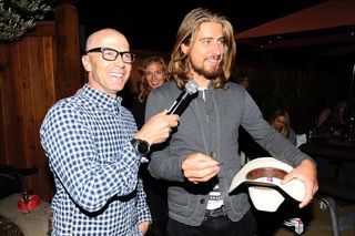 Peter Sagan draws a raffle ticket from his hat during his 'VIP' charity event in California