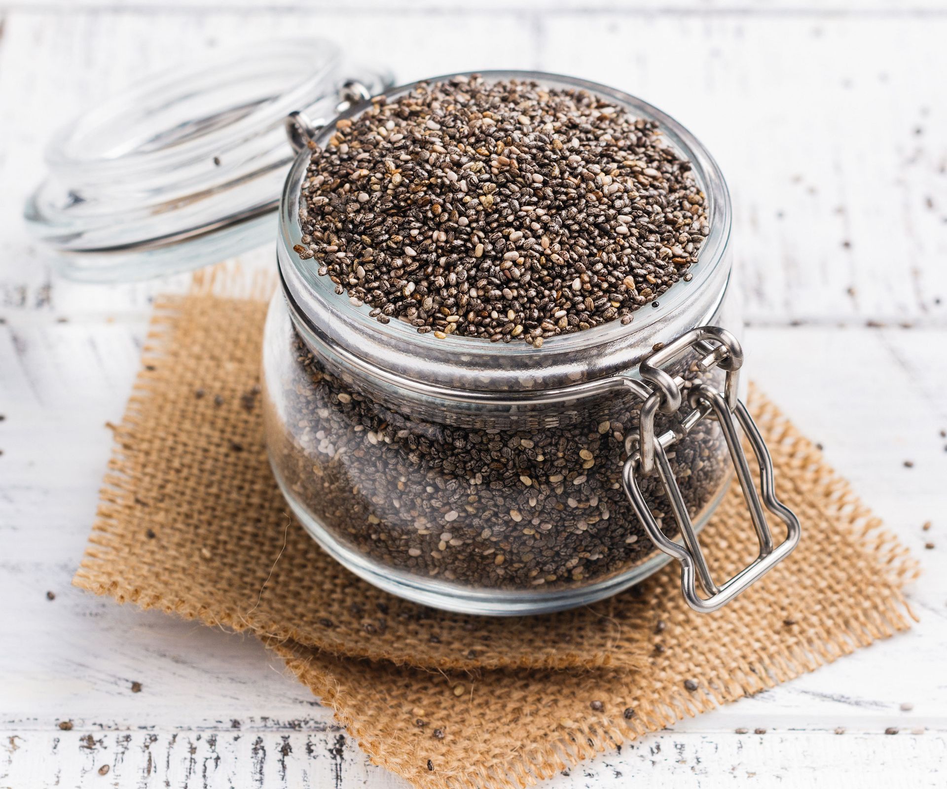 chia seeds in glass jar