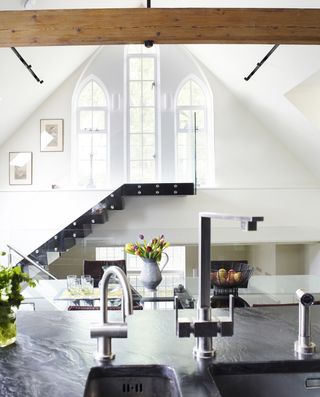 open-plan kitchen-diner in a chapel
