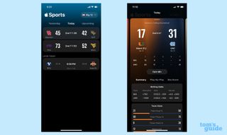 scores show in apple sports app