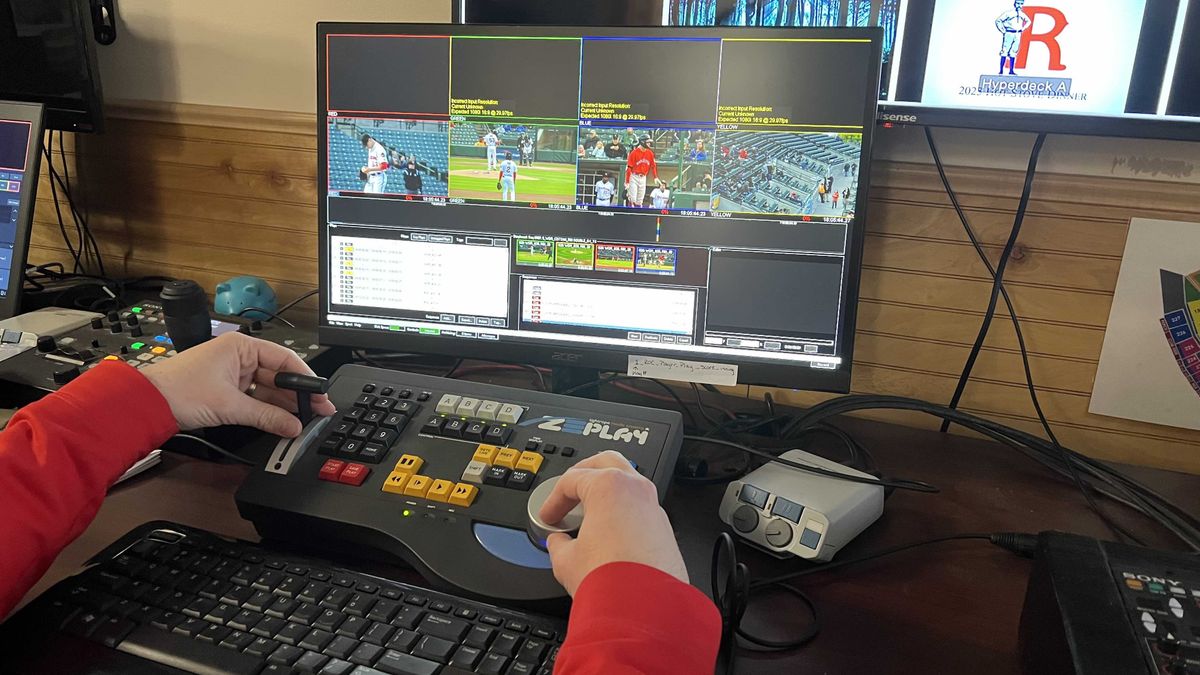 A person manning the Zeplay instant replay solution for a minor-league baseball team.