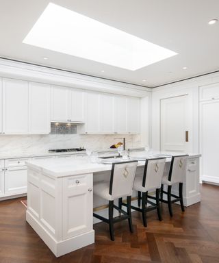 White kitchen in the Succession apartment