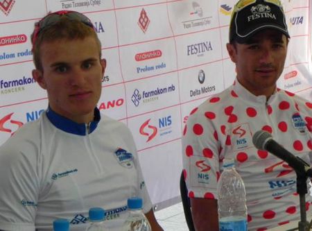 Nikola Kozomara, left, and defending Tour de Serbie champion Ivan Stevic