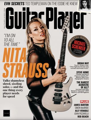 Nita Strauss adorns the cover of the October 2023 issue of Guitar Player