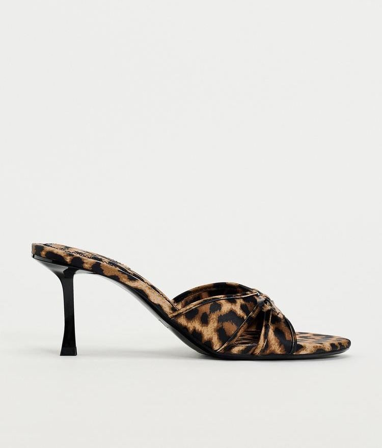 Zara animal print heeled sandals leopard
