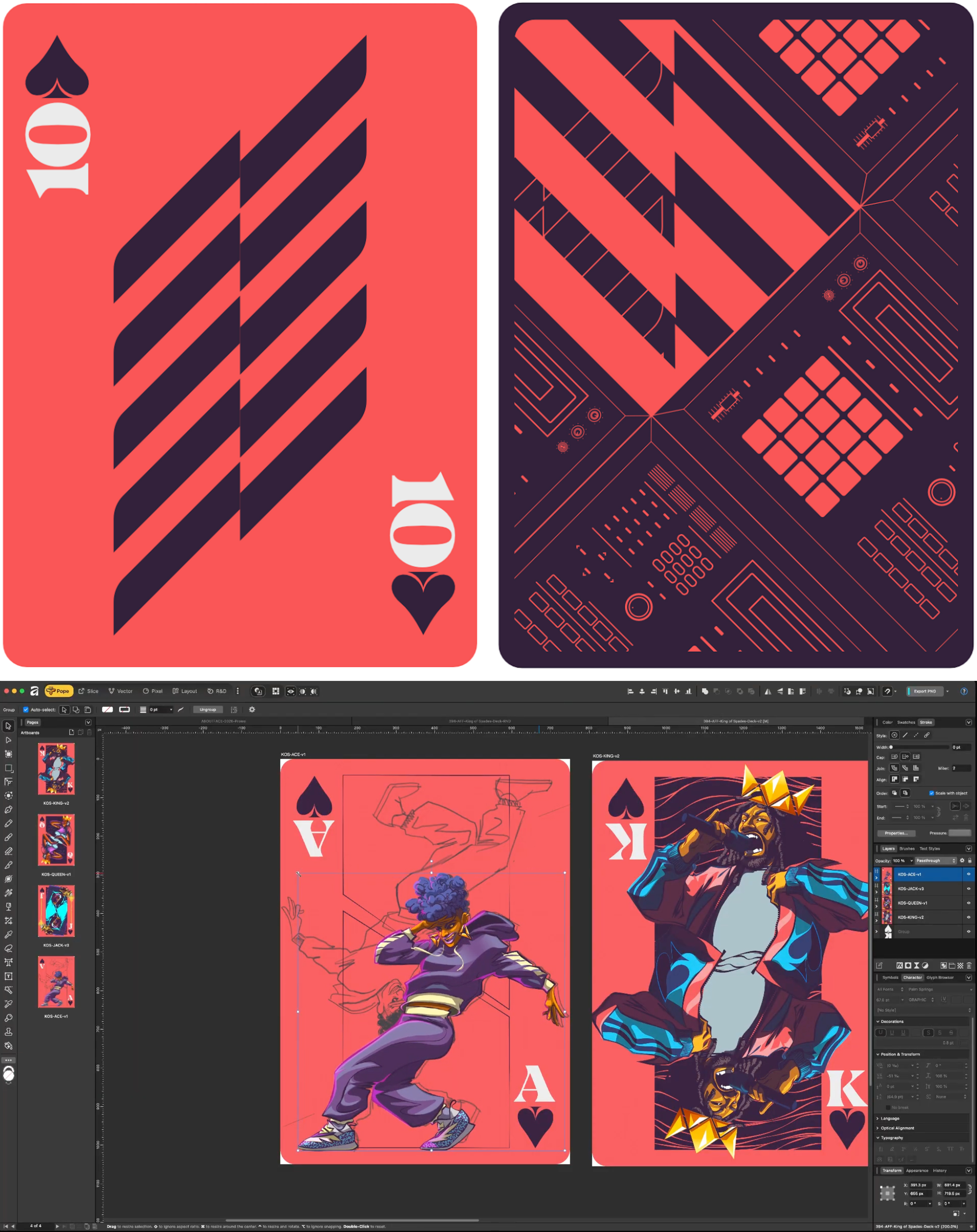 Card art designed and compiled in an app