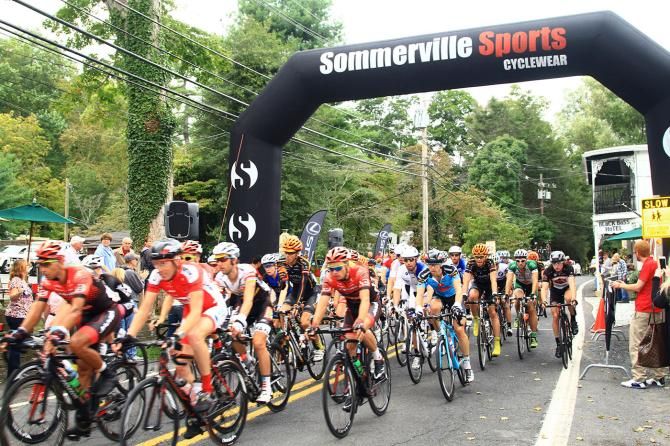 The riders go through the Sommeville sports sprint banner in some what of a mellow pace