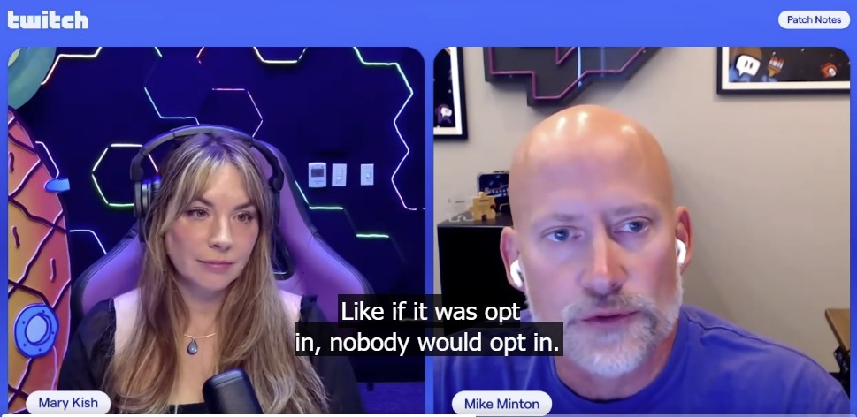 Twitch CPO Mike Minton admitting that Twitch hates its users