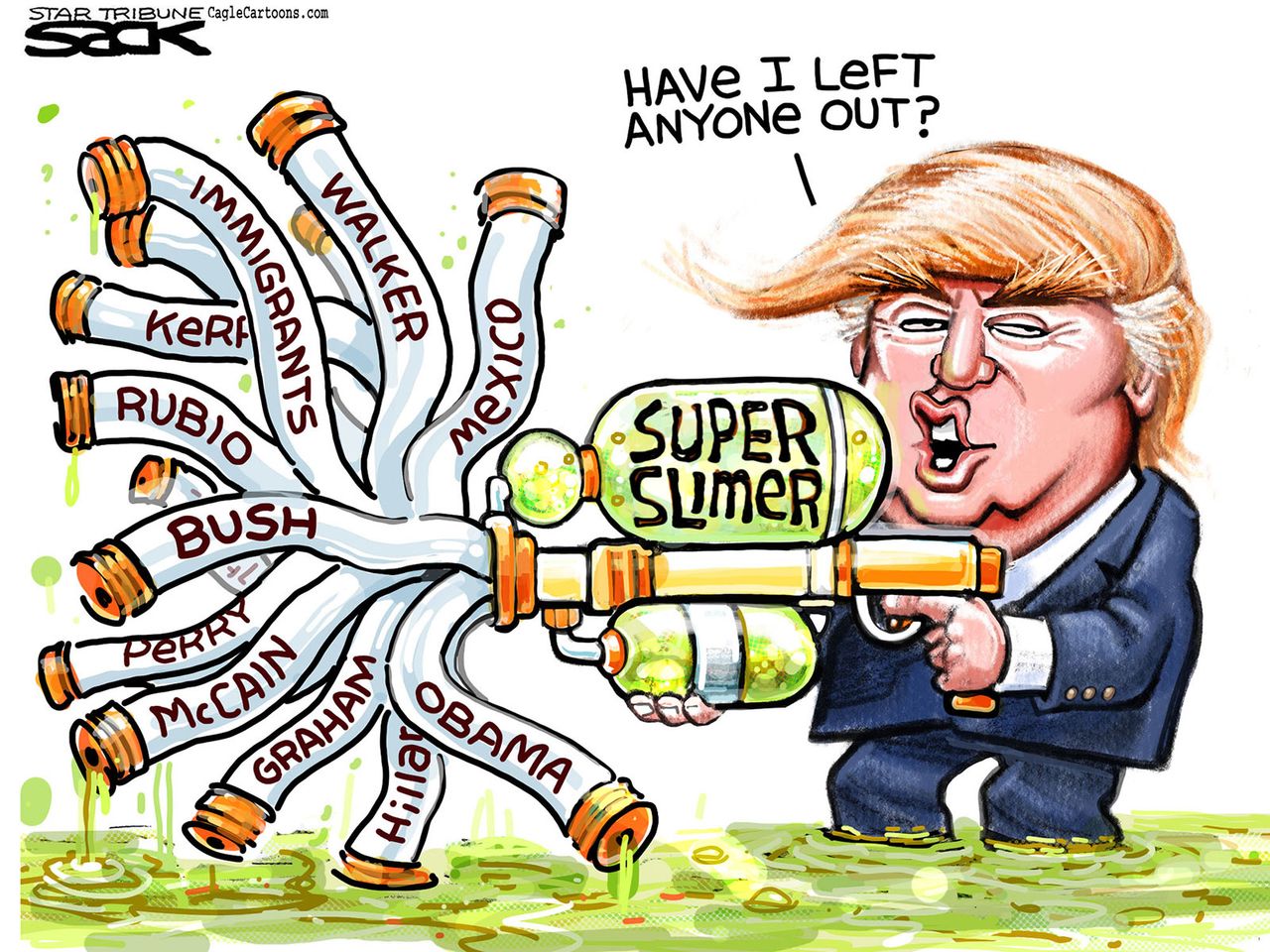 Political cartoon U.S. Donald Trump 2016