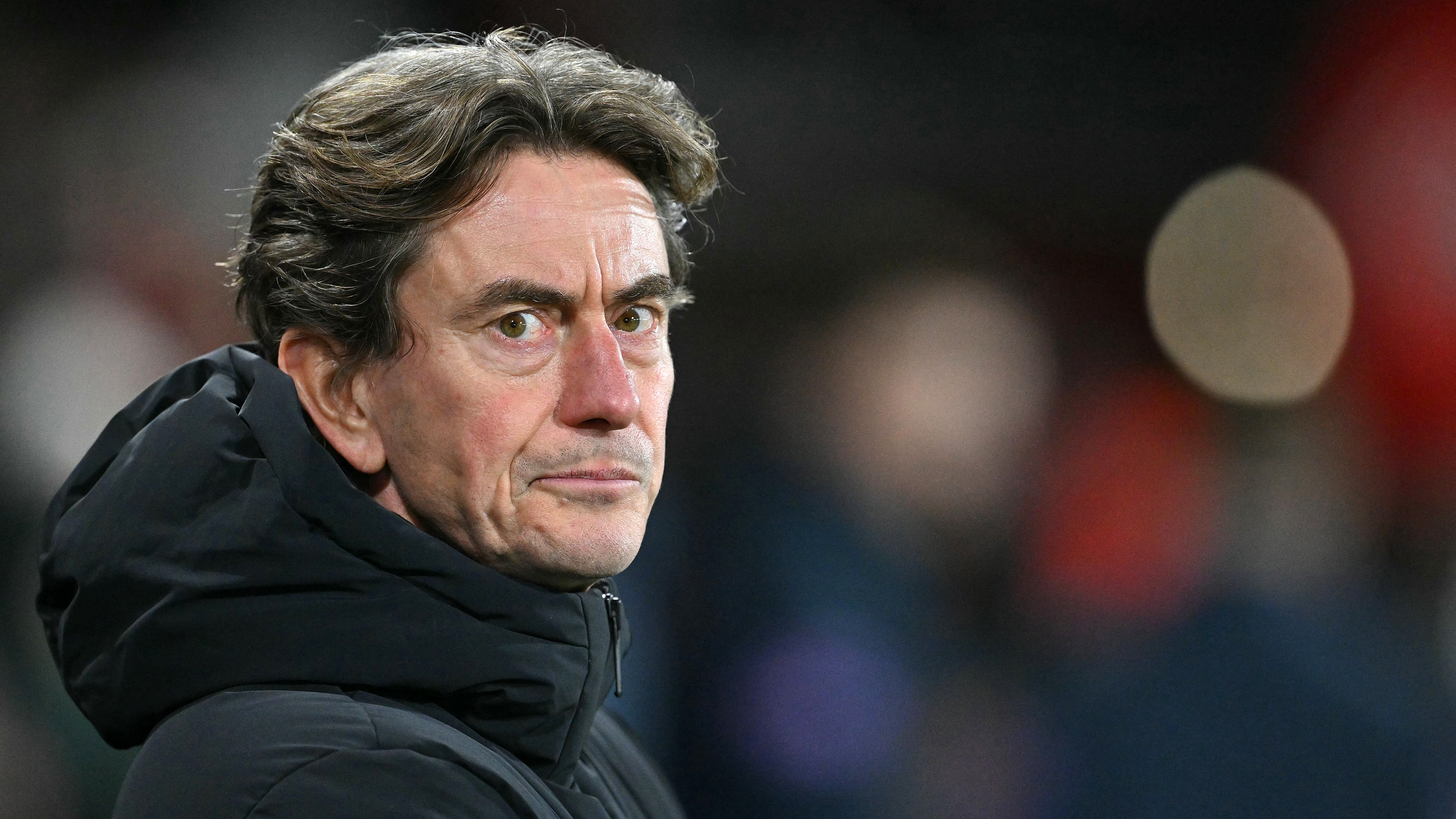 Tottenham Hotspur's Danish head coach Thomas Frank reacts ahead of the English Premier League football match between Bournemouth and Tottenham Hotspur at the Vitality Stadium in Bournemouth, southern England on January 7, 2026.