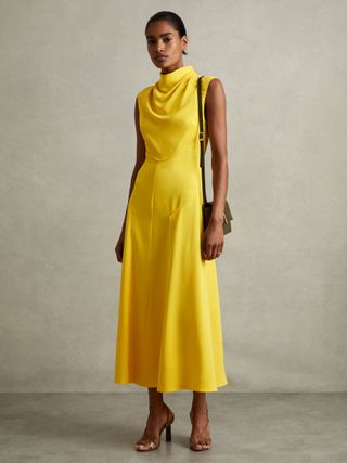 Georgia Cowl Neck Seam Detail Midi Dress