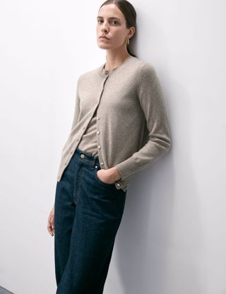 Pure Cashmere Crew Neck Cardigan