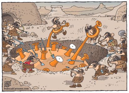 Editorial Cartoon U.S. covid cavemen