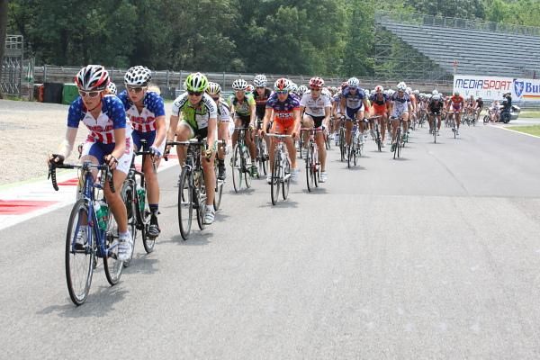 As the peloton stretches out Team USA lead the bunch on the famous Monza track.