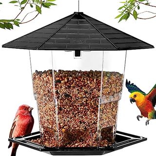 Jealoeur Bird Feeders for Outdoors Hanging Bird Feeder Wild Bird Seed, Black