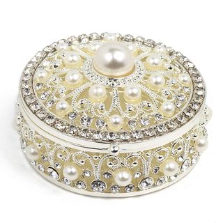 Pearl encased round trinket box
