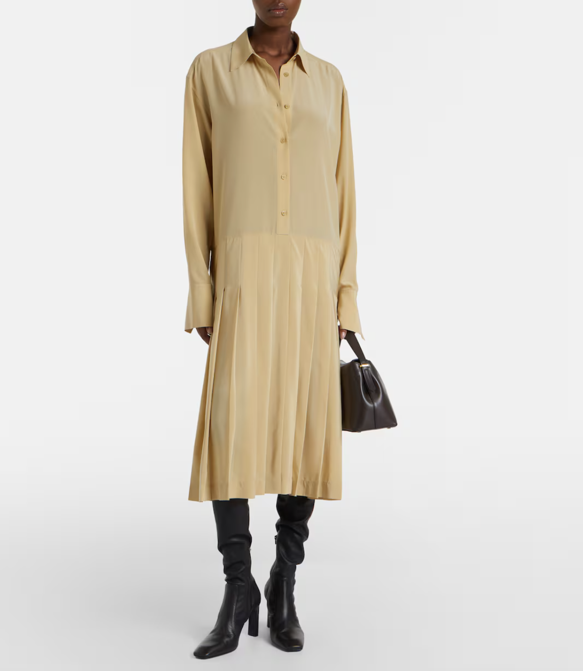 Toteme, Pleated Silk Shirt Dress