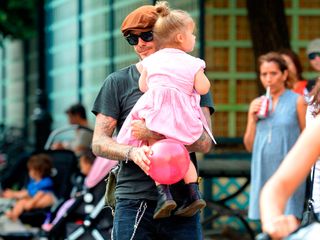 David Beckham and Harper at the park in New York