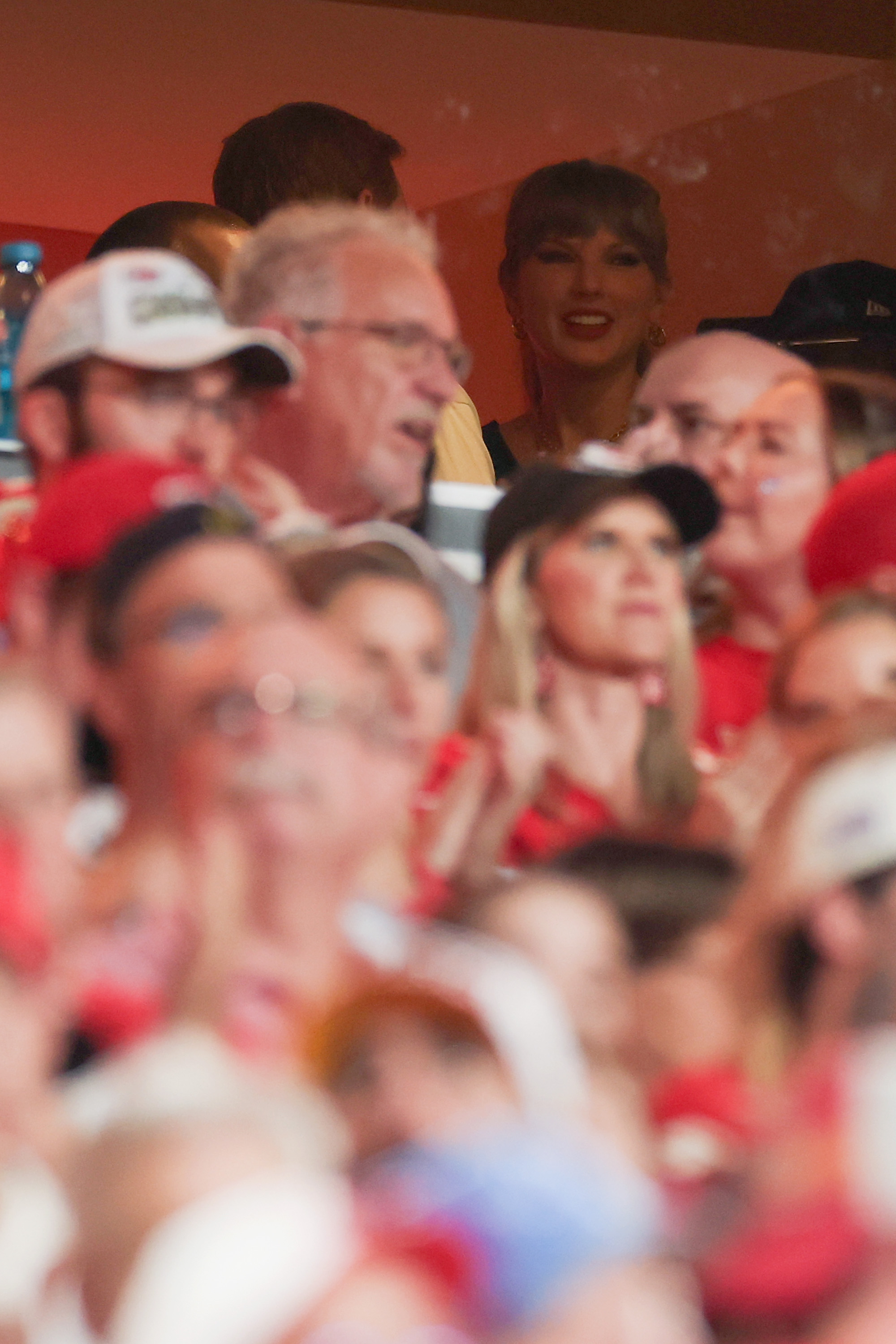 Taylor Swift in the stands at Arrowhead Stadium for a Kansas City Chiefs football game
