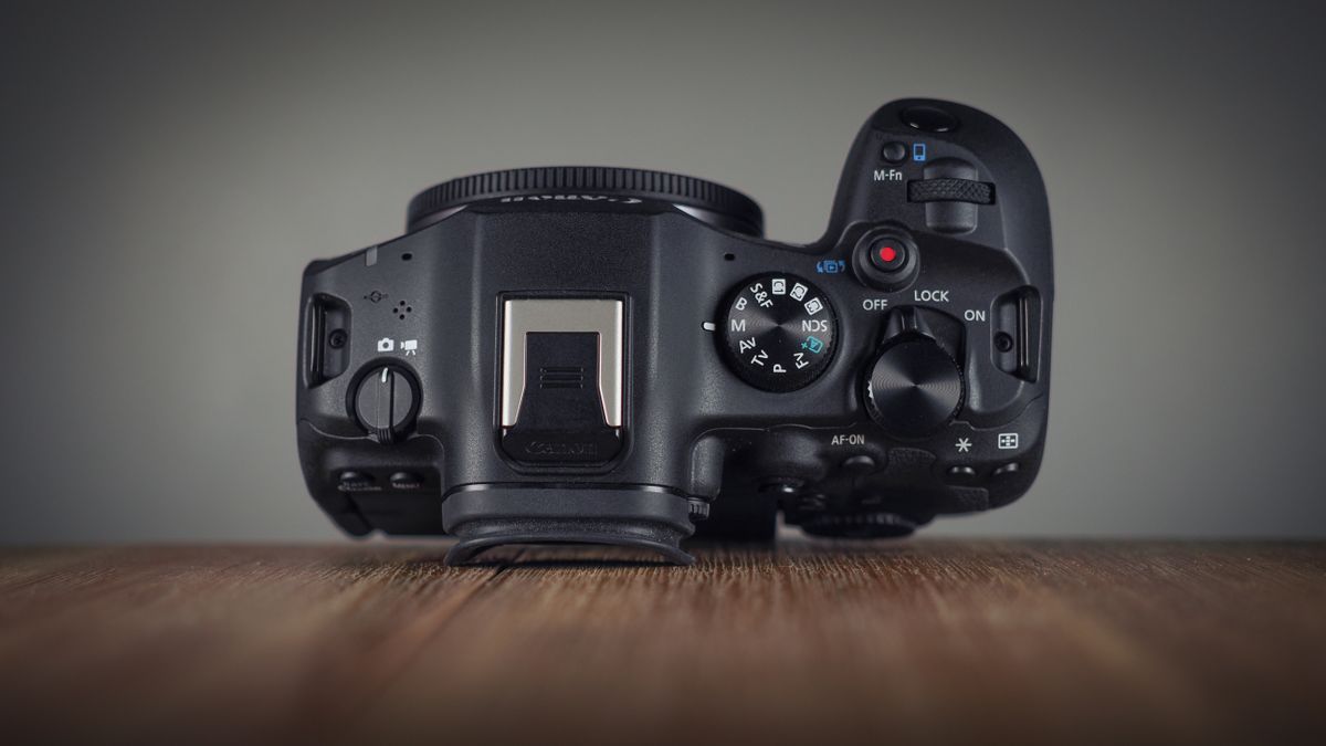 Canon EOS R6 Mark III on a wooden surface