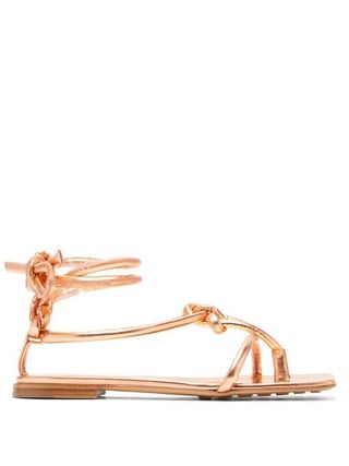 Square-Toe Knotted Leather Sandals