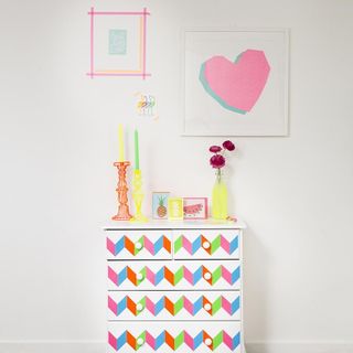 white wall with coloured washi tape