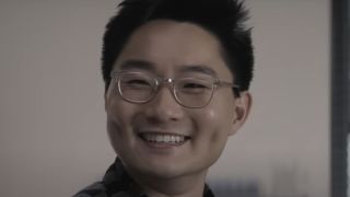 Alex Shimizu smiling as Vince Masuka on Dexter: Original Sin