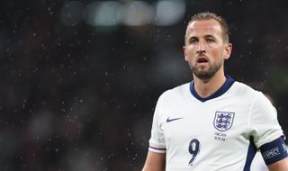 England captain Harry Kane playing at Wembley Stadium with the captain's armband on