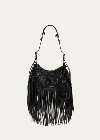 Le Cagole Xs Fringe Leather Shoulder Bag