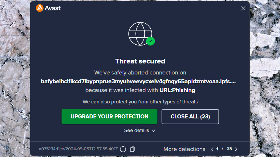 Avast Free Antivirus threat alert