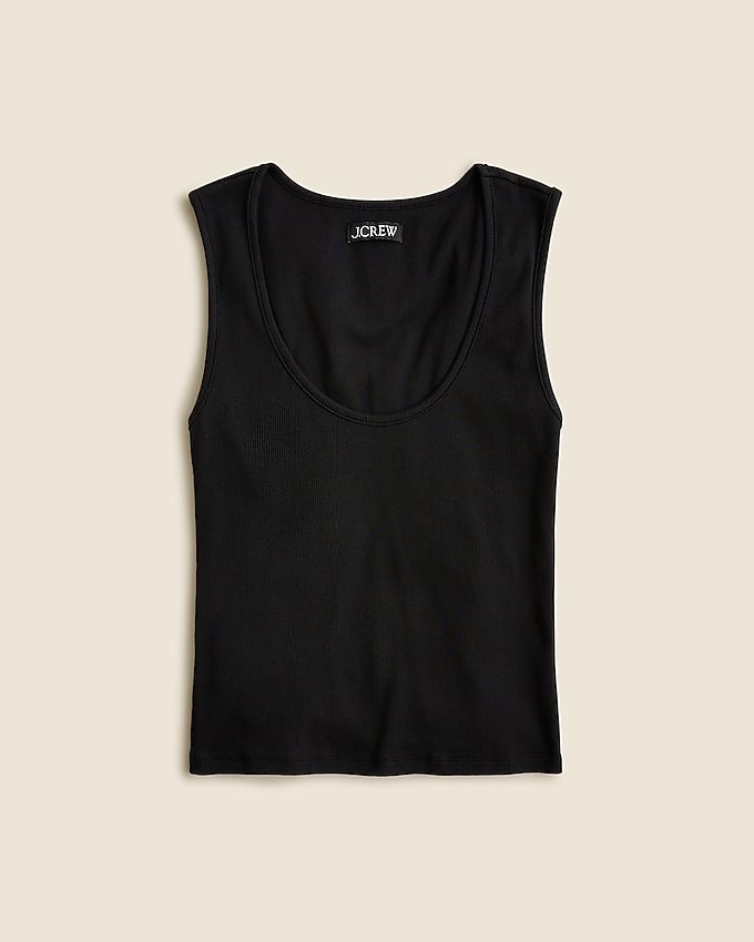 Cropped Fine Rib Scoopneck Tank Top