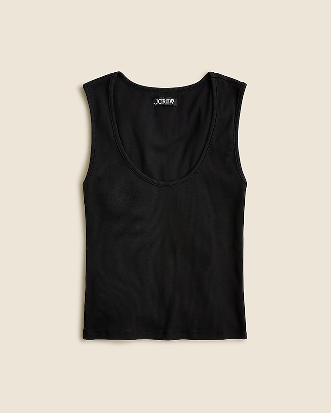 Cropped Fine Rib Scoopneck Tank Top