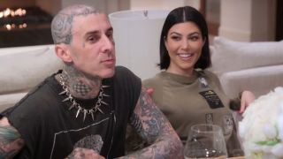 Kourtney Kardashian and Travis Barker on The Kardashians.