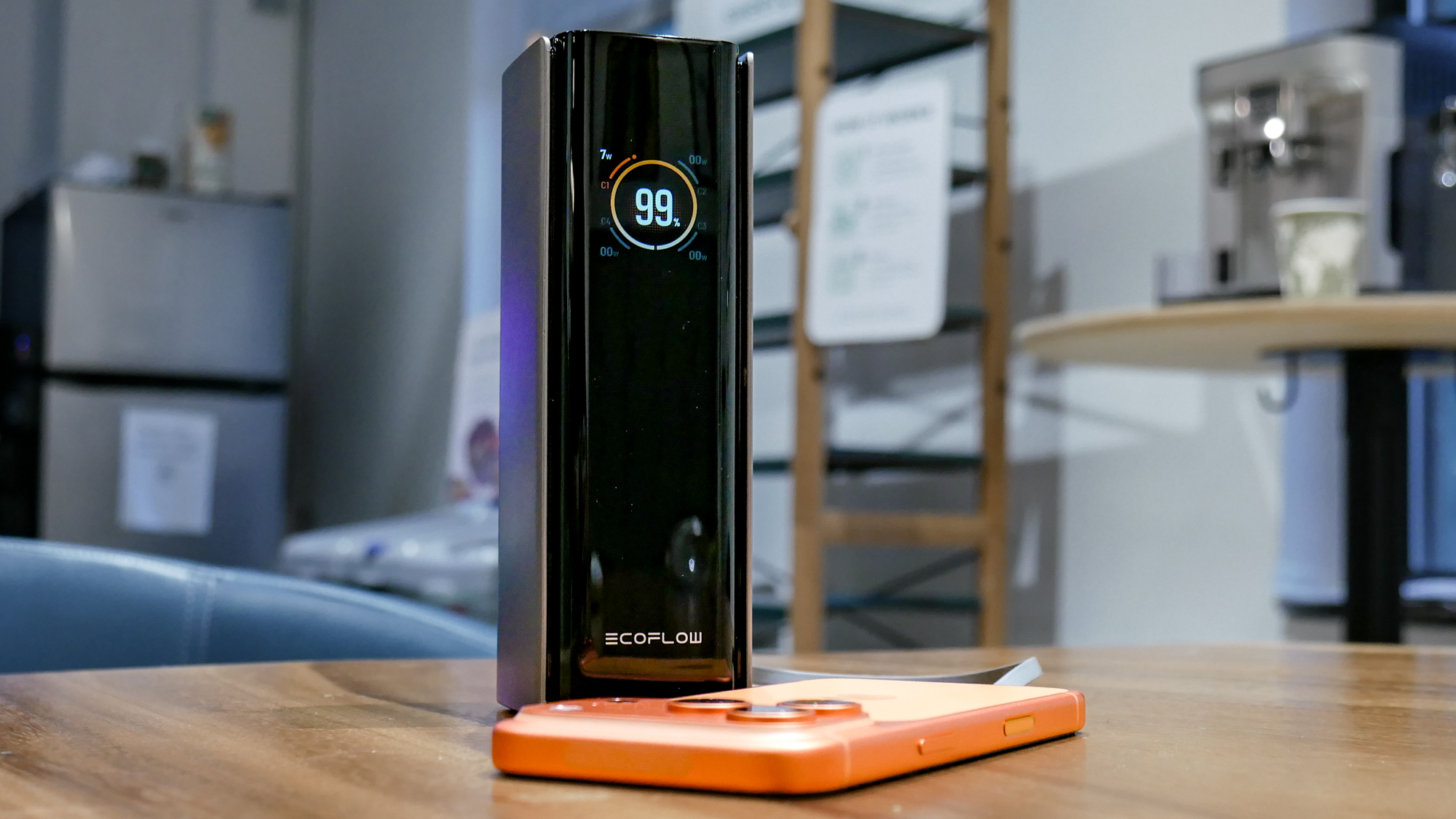 EcoFlow RAPID Pro Power Bank 27,650 mAh charging an iPhone 17 Pro.