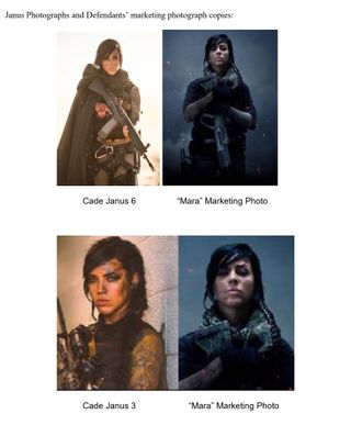 Comparison images of Call of Duty: Modern Warfare character Mara and November Renaissance character Cade Janus.
