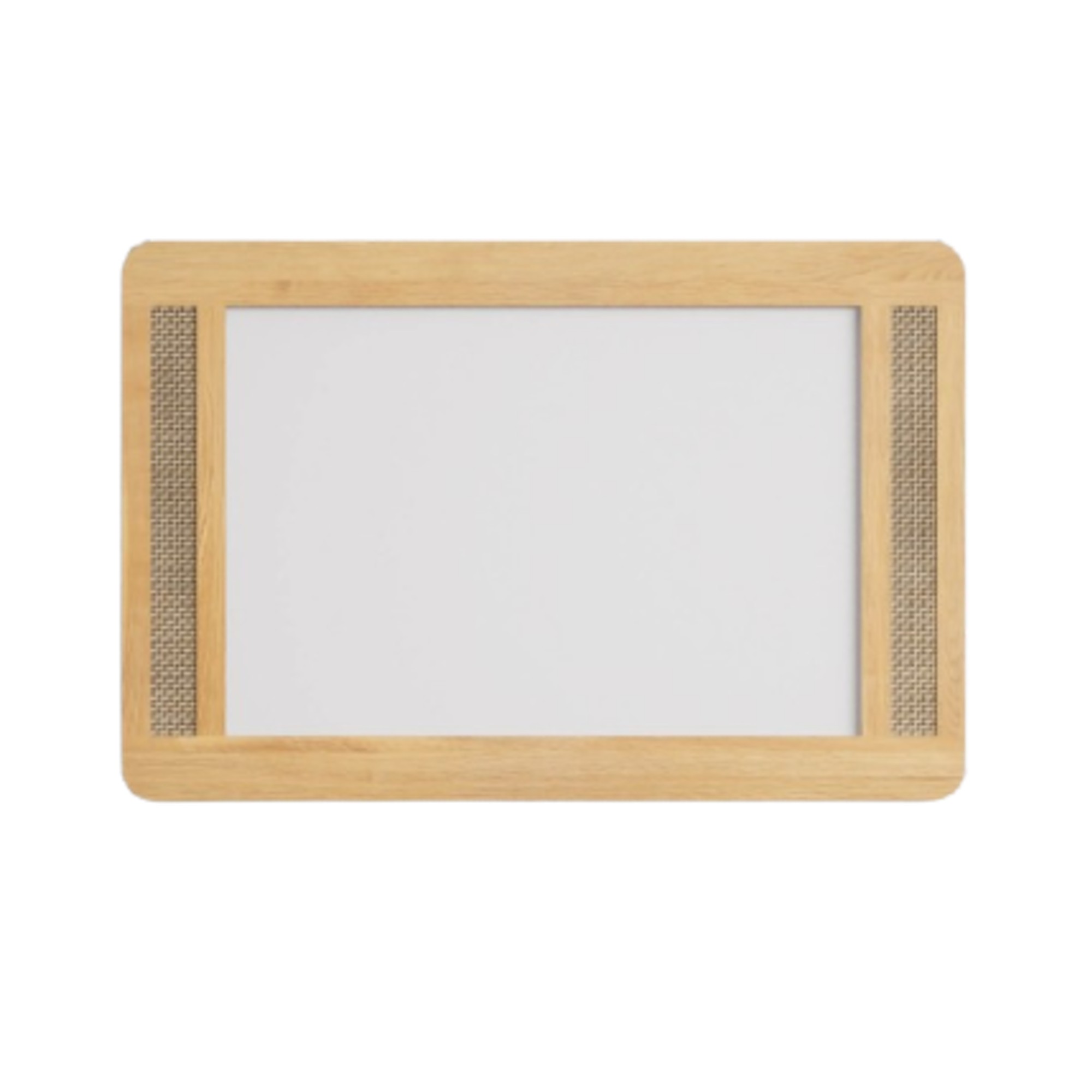 Oak and More oak and rattan wall mirror