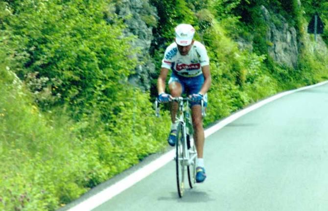Marco Pantani climbing the Mortirolo in 1994