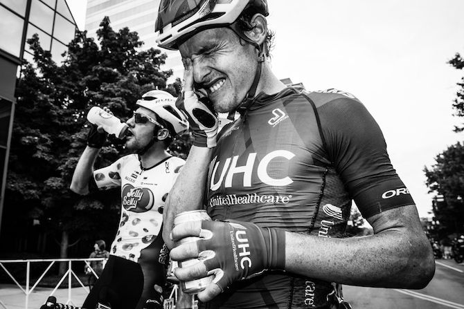 Gavin Mannion (UnitedHealthcare) shows the pain of being in the breakaway for most of the day during the US Pro Road Race National Championships on June 24, 2018 in Knoxville, Tennessee