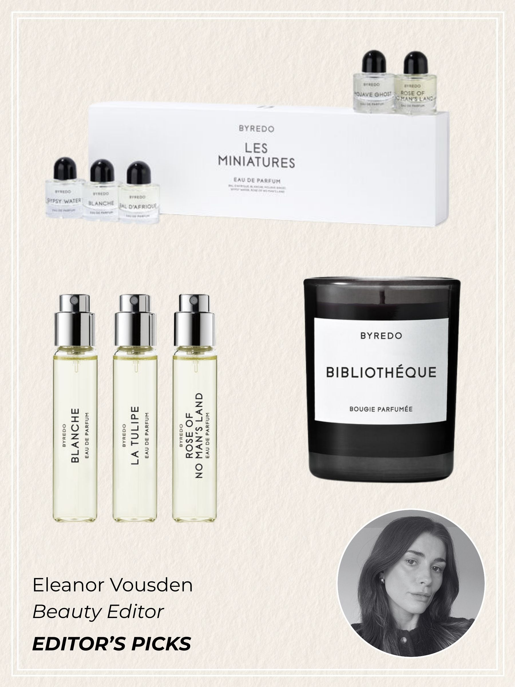 A graphic with Byredo perfumes and candles in the Black Friday sales