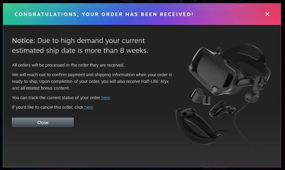 valve index pre order