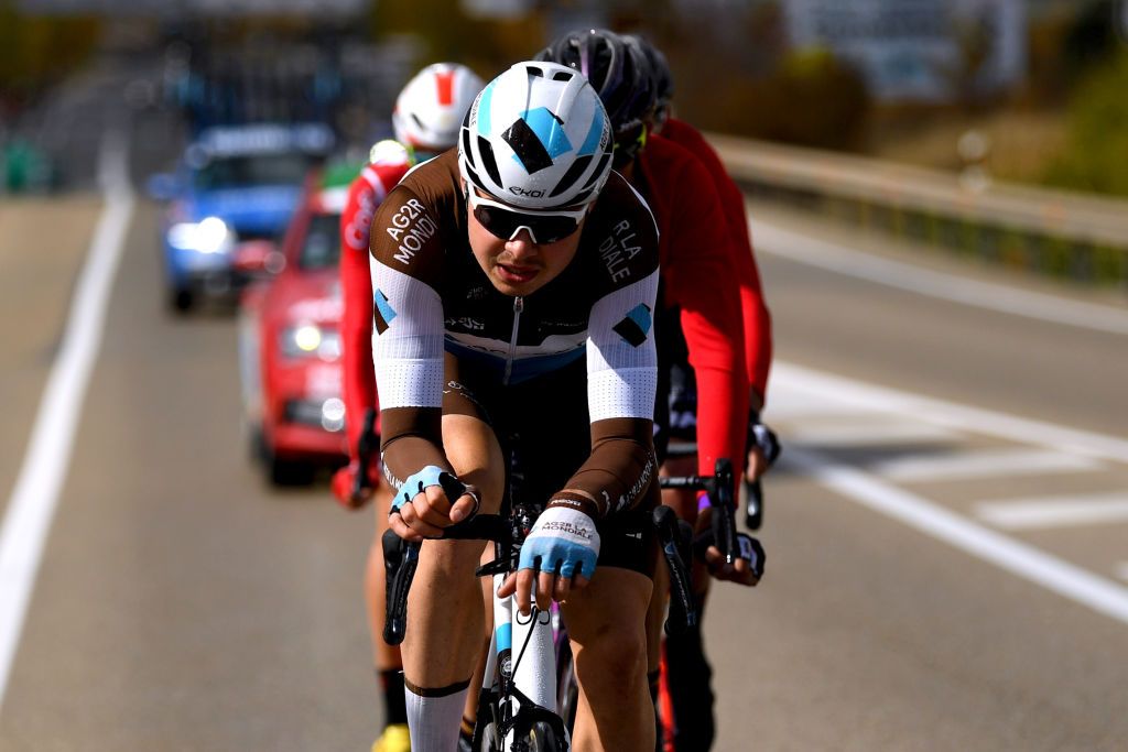 EJEADELOSCABALLEROS SPAIN OCTOBER 23 Harry Tanfield of The United Kingdom and Team AG2R La Mondiale Breakaway during the 75th Tour of Spain 2020 Stage 4 a 1917km stage from Garray Numancia to Ejea de los Caballeros lavuelta LaVuelta20 La Vuelta on October 23 2020 in Ejea de los Caballeros Spain Photo by David RamosGetty Images
