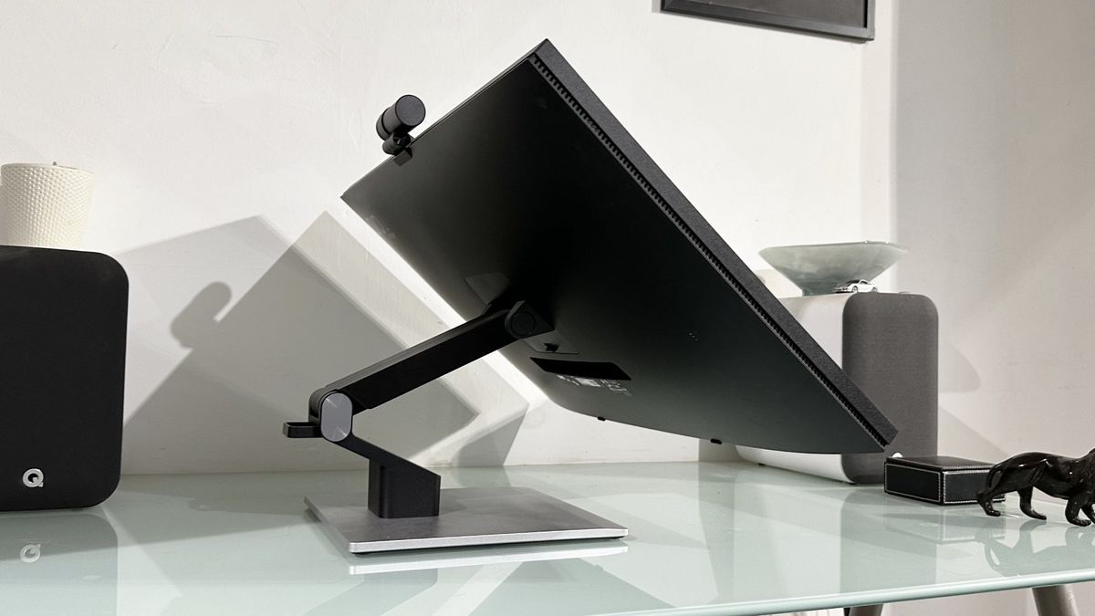 The Acer ProDesigner PE320QXT on a desk in a home office during our testing process